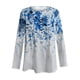 thumbnail image 4 of ICHUANYI Clearance Women Fashion Summer Sexy Fold Printed Regular Women Long Sleeves V Neck Button(Blue, XL) ICHUANYI WER2023080807686, 4 of 4