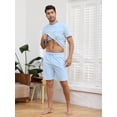 thumbnail image 5 of Men's Short Sleeve Pajama Sets 2 Pieces Men Cotton Pajamas Sets with Shorts Men Summer Sleepwear Set with Pockets, S-XXL, 5 of 11