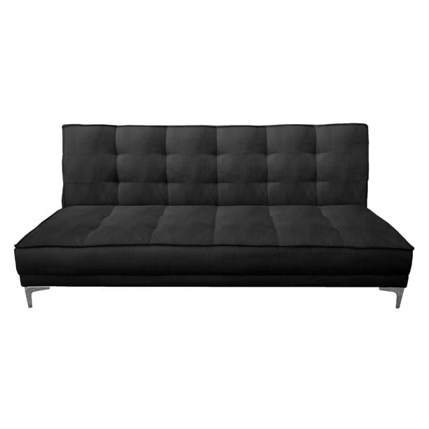 Sofa Cama Reclinable El Bazar Store Zeus Gris Oxford Terciopelo Futon 3 posiciones Abotonado Sala