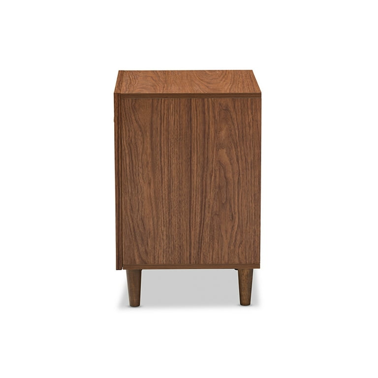 Baxton Studio Harlow Mid-century Modern Scandinavian Style White and Walnut Wood 1-drawer and 1-door Nightstand