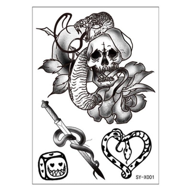 Fiudx Pegatina Mamba, Floral Durade, Tatuaje Temporal Resistente y Agua y Al Sudor, Adhesión para La Piel de Larga Duración, Accesorio de Moda, Ideal para Fiestas, Instrucciones de Aplicación Sencill