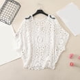 thumbnail image 2 of DHFJKG Women Swimsuit Coverup Tunic Top Boho Crochet Sexy Hallow Out Batwing Short Sleeve Loose Fit Beach Cover Ups Summer Vacation Clothes, 2 of 4