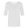 thumbnail image 4 of Charella Half Sleeve Tops for Women Loose Fit Crewneck Shirts 2024 Solid Color Womens Blouse,White,XXXL, 4 of 5