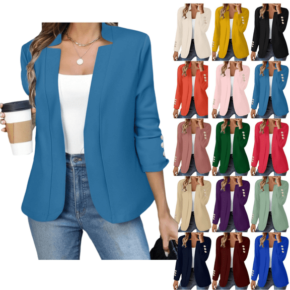 longantii Blazers for Women Business Casual Open Front Dressy Suit Jacket Cropped Blazers Trendy Office Work Cardigan Jackets