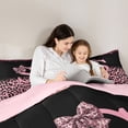 thumbnail image 5 of Erosebridal Fashion Leopard Printed 7pcs Bedding Comforter Set,Pink Cheetah Pattern S Alphabet Queen Bedding Sets For Kids Girls,Reversible pink, 5 of 7