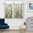 thumbnail image 2 of Cafe Kitchen Curtains Sets for Windows - Wildflower Spring Short Drapes Rustic Floral Plant Botanical Vintage Farmhouse Country Green Leaves Decor Rod Pocket Tiers Window Treatment, 2 of 5