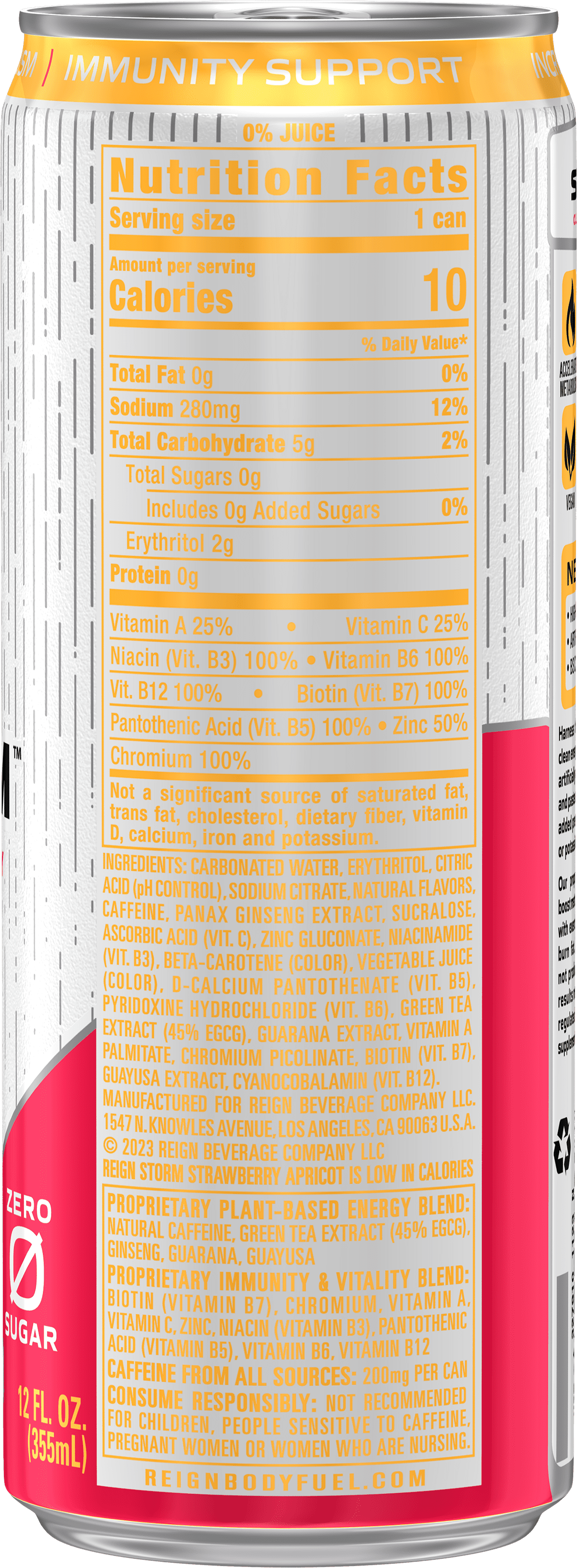 Reign Storm, Strawberry Apricot, Clean Energy Drink, 12 fl oz