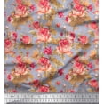 thumbnail image 1 of Soimoi Poly Georgette Fabric Check,Leaves & Rose Floral Printed Fabric 1 Yard 42 Inch Wide, 1 of 3