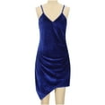 thumbnail image 6 of Elegant Sexy Spaghetti Strap Velvet Cocktail Party Dresses for Women Sleeveless Wrap V Neck Solid Slim Fit Bodycon Dress, 6 of 7