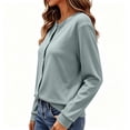 thumbnail image 6 of Bovxnpu Women's Pajama Tops Cardigan Button Long Sleeve Fleece Jacket Plus Sleepwear, 6 of 8