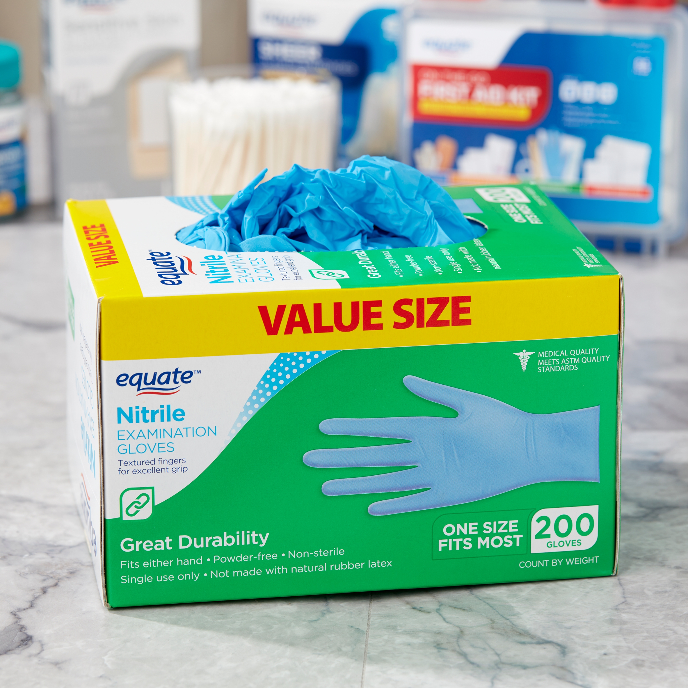 Equate Nitrile Examination Gloves Value Size, 200 count - image 2 of 10