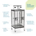 thumbnail image 6 of Prevue Pet Products Stainless Steel Playtop Bird Cage - Ideal for Cockatiels, Quakers, Green Cheek Conures, Parakeets, Lovebirds, Small Amazons, Parrots, Rolling Enclosure - Stainless Steel, Medium, 6 of 20