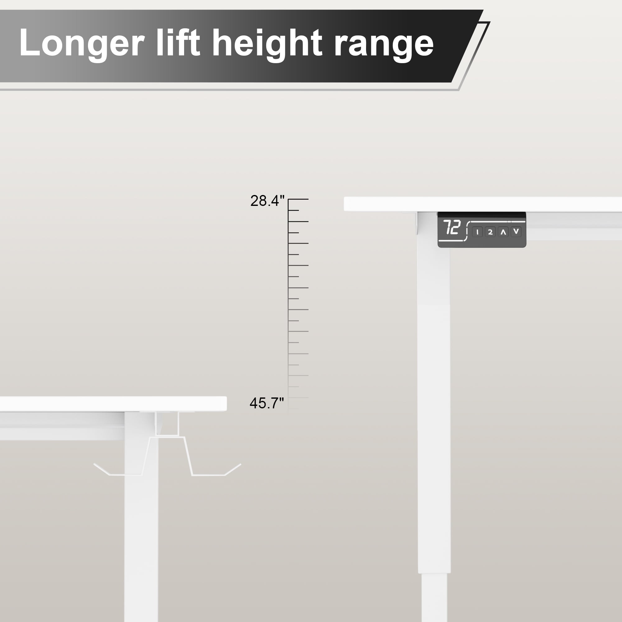 Homall 63in Wide L-shaped Electric Sit-Stand Desk Lifting Range 28~46in Height Gear Memory Ergonomics Standing Desk Height Adjustable Computer Desk, White
