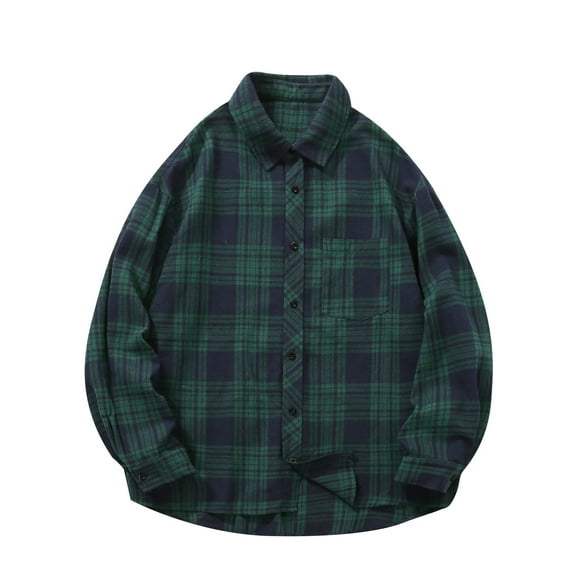 LbsKUS Big and Tall Shirt for Men Long Sleeve Men's Flannel Jackets Plaid Lapel Thin Jacket Relaxed Fit Button Down Gingham Shirts with Pocket Clearance 2024,Army Green,XXL