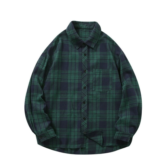 Snorda Chemise à Manches Longues à Carreaux Décontractée pour Hommes avec Col Rabattu et Boutons