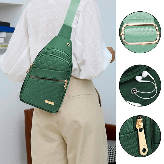 Nsxcdh Fashion Embroidery Diamond Shoulder Bag,Large Capacity Watertight Backpack with Data Hole,Crossbody Sling for Travel,Durable