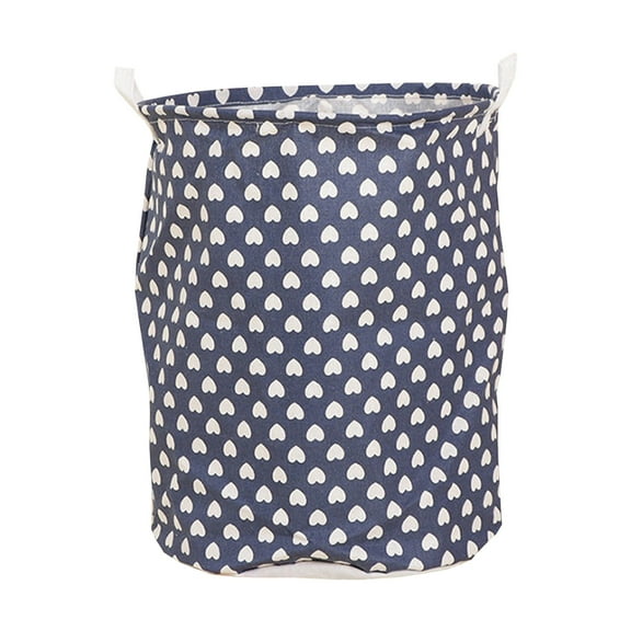 Hiroekza Laundry Hamper Large Capacity Fabric Storage Basket with Handle for Bathroom Bedroom Laundry Room 13.8x13.8x0.8in Dark Blue