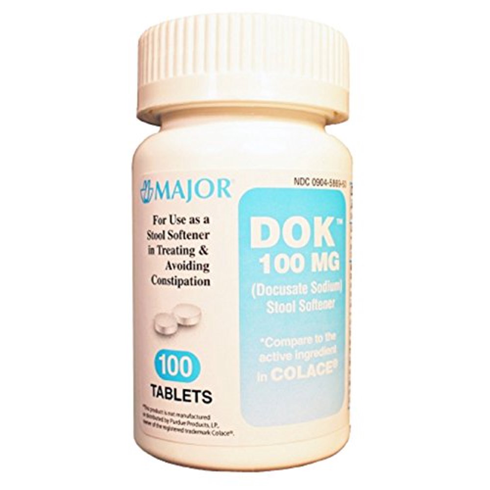 MAJOR DOK 100MG TABS DOCUSATE SODIUM100 MG white 100 TABLETS UPC