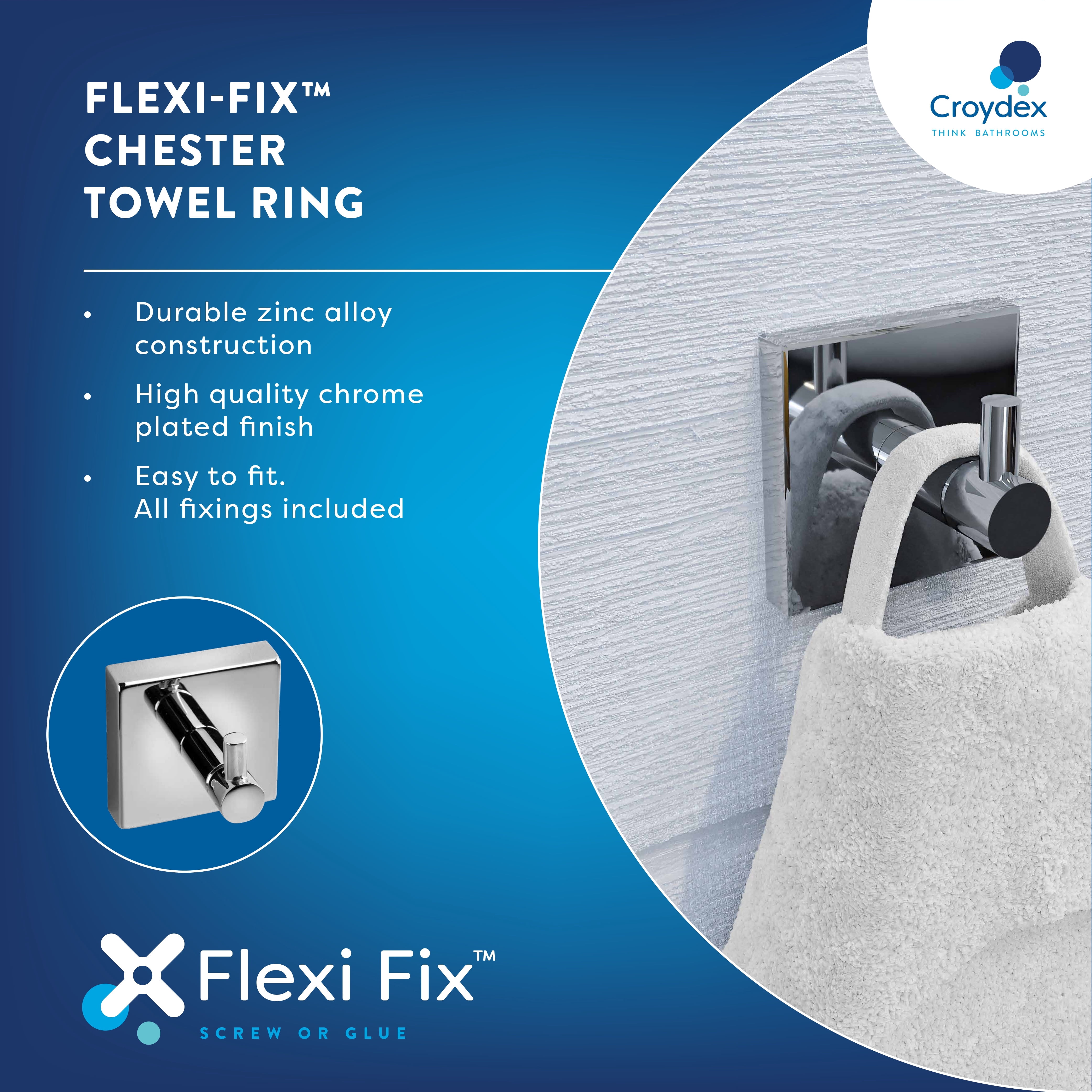 Croydex Flexi-Fix™ Chester Robe and Towel Hook, No Drilling Required
