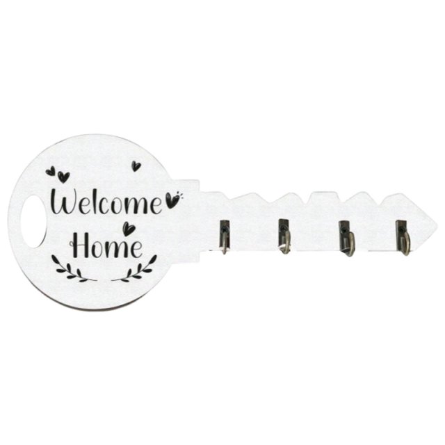 Soporte para llaves que ahorra espacio, resistente, decorativo, fácil de instalar, colgador de pared para regalo Blanco