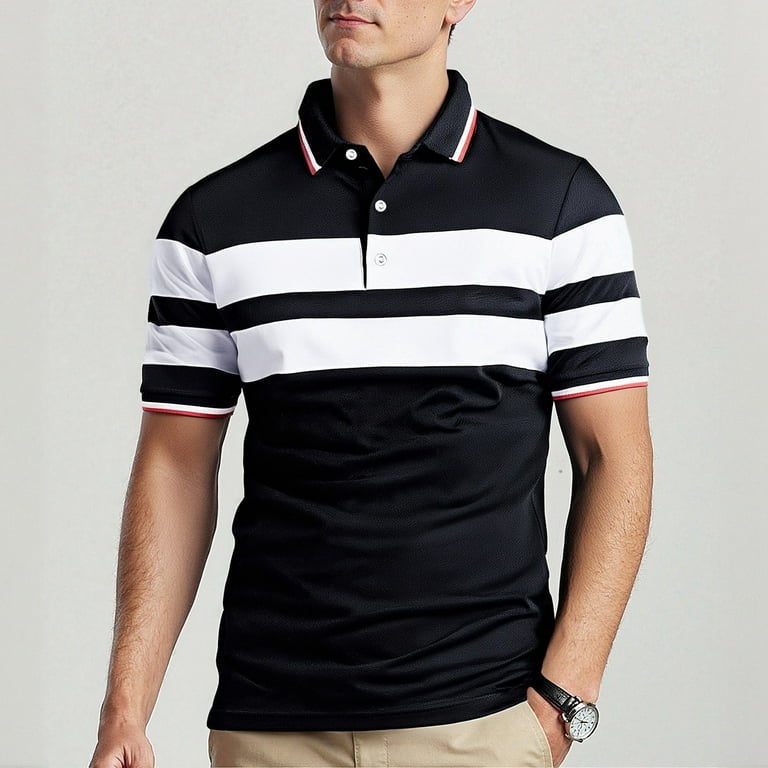 Polo Shirts for Men Golf Short Sleeve Stripe Sports Casual Business Tops  Comfortable Summer Breathable Dress Shirts for Men - Walmart.com