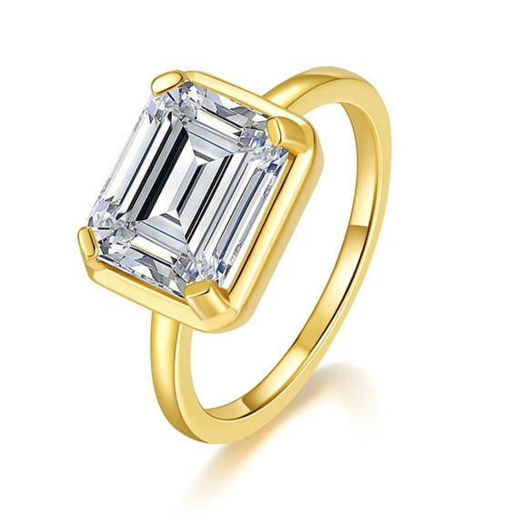 4 Carat Moissanite Solitaire Rings for Women D Color VVS1 Clarity Gold Wedding Band 925 Sterling Silver Emerald Cut Engagement Ring Jewelry Size 5-9