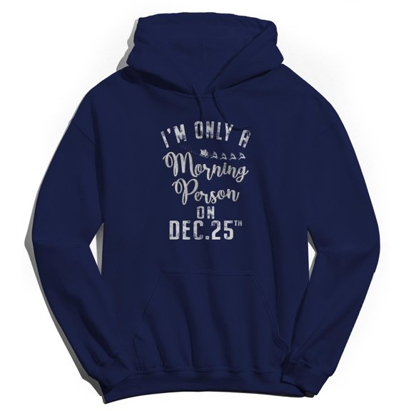 Haywood & Main I'M Only Am Orning Person Graphic Navy Men's Cotton Pullover Hoodie