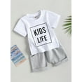 thumbnail image 2 of Inevnen Infant Boy Summer Clothes Suits Letter Print Short Sleeve Crew Neck T-Shirts and Elastic Waist Shorts 2Pcs Set, 2 of 7
