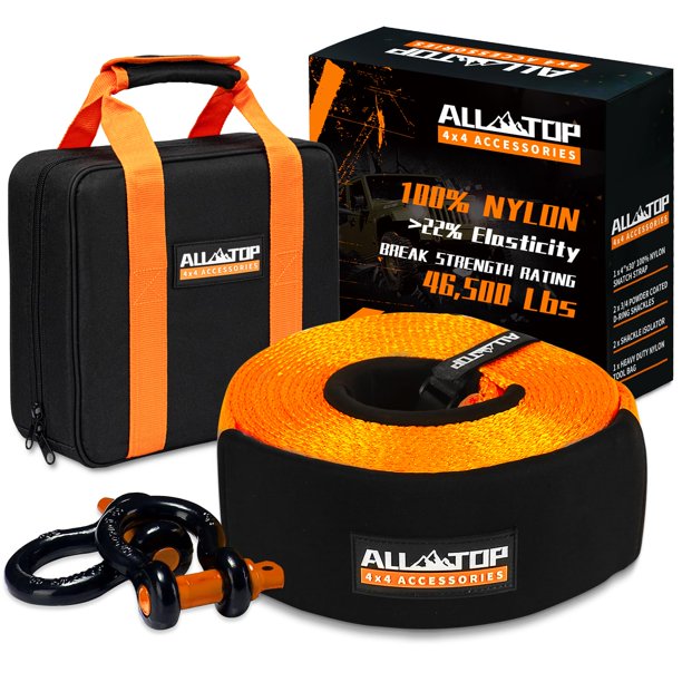 Kit de recuperación Tow Strap ALL-TOP Extreme Duty de 4 cm x 9 m de nailon