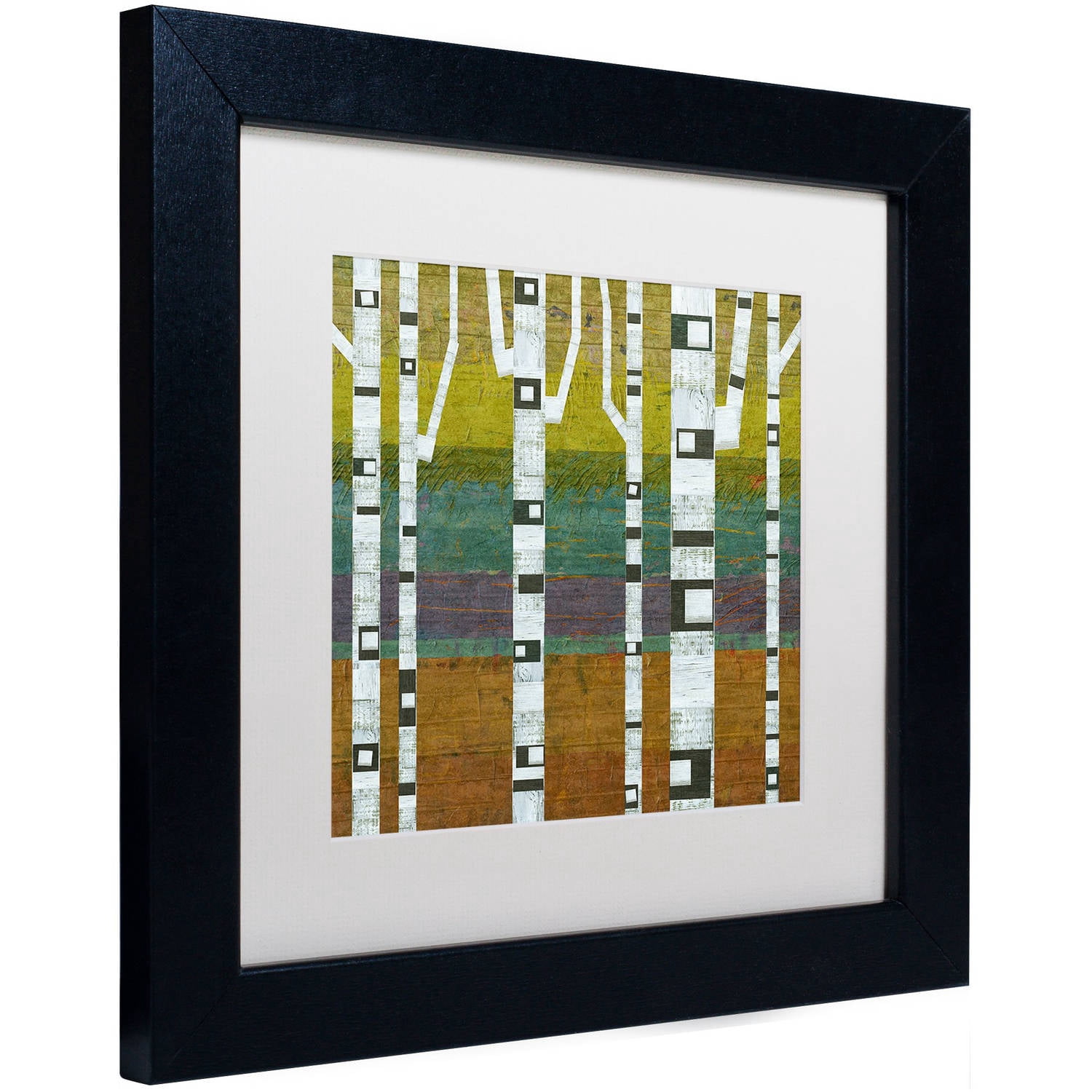 Trademark Fine Art "Birches 2.0" Canvas Art by Michelle Calkins, White Matte, Black Frame