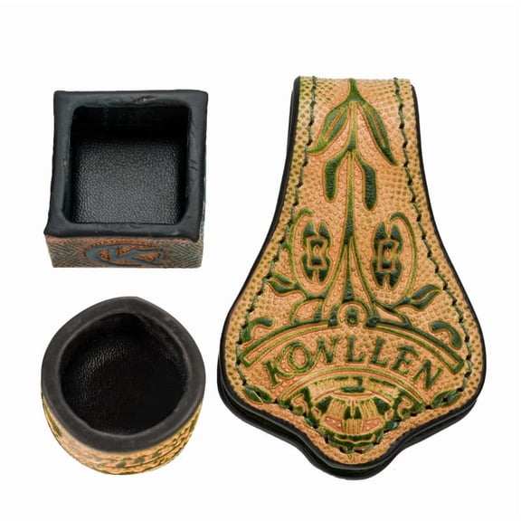 KONLLEN Billiard Chalk Holder with Square and Round Leather Engraved Magnetic Support for Pool Cue Snooker Silent Billiard Accessories