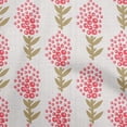 thumbnail image 1 of oneOone Cotton Poplin Pink Fabric Asian Block Floral Craft Projects Decor Fabric Printed By The Yard 42 Inch Wide, 1 of 4