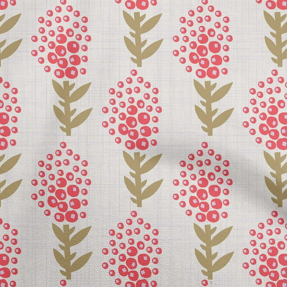 oneOone Cotton Poplin Pink Fabric Asian Block Floral Craft Projects Decor Fabric Printed By The Yard 42 Inch Wide