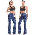 thumbnail image 2 of Pantalones de yoga BUBBLELIME de cintura alta de poliéster azul marino para mujer, 2 of 6