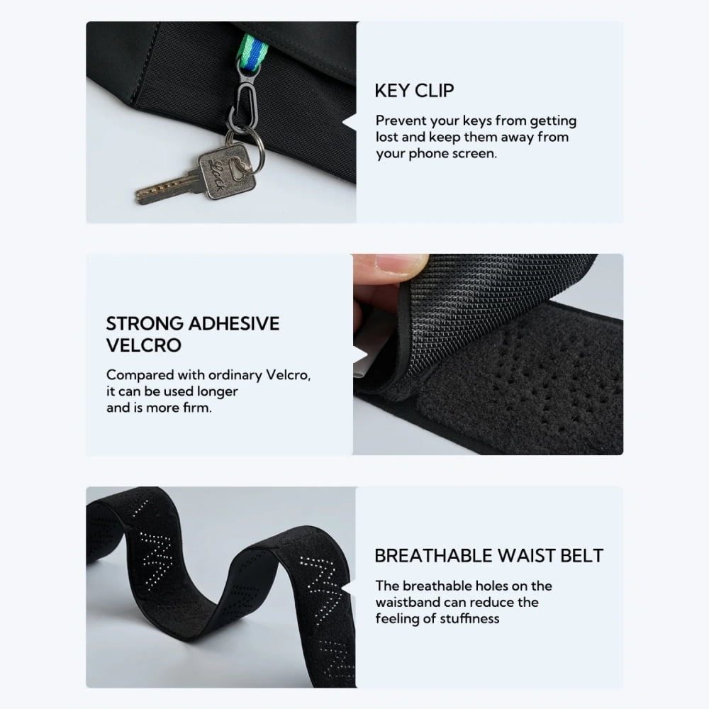 WATERFLY Unisex Adjustable Hiking Jogging Fitness Nylon Running Waist Belt,Black