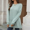 thumbnail image 5 of Maplenight Crew Neck Tops for Women Knit Long Sleeve Casual Tunic Sweaters Solid Side Slit Womens Pullover Tops for Fall Winter, 5 of 7