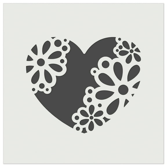 Delicate Floral Heart DIY Cookie Wall Craft Stencil - 5.5 Inch
