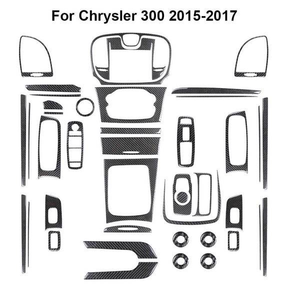 Soft Carbon Fiber Car Interior Decor Kits 43Pcs Carbon Fiber Full Interior Kit Cover Trim For 2015-2022 Chrysler 300 Sticker