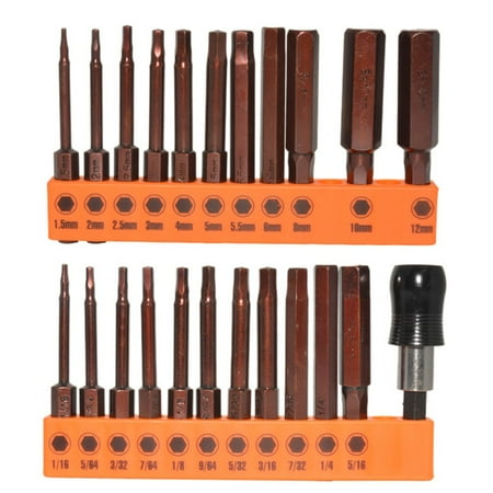 

GLFILL 23Pcs Hex Head Wrench Drill Bit Set 60mm Screwdriver Bit Set H1.5-H12 60mm Rod