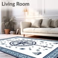 thumbnail image 2 of ODIKA 4'x6' Machine Washable Non-Slip Area Rug, Sailboat Compass High Traffic Rug, White, 62815, 2 of 7