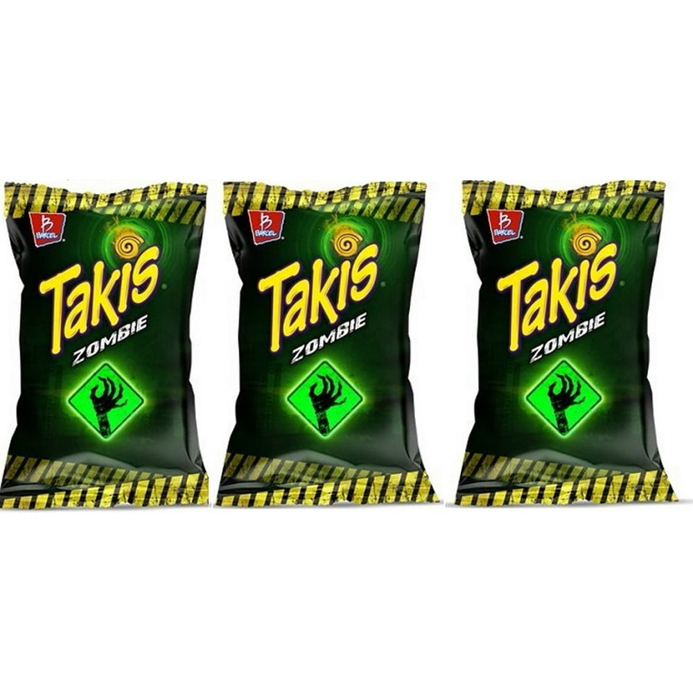 3 Big Bags Barcel Takis Zombie Habanero and Cucumber Tortilla Chips 9.9