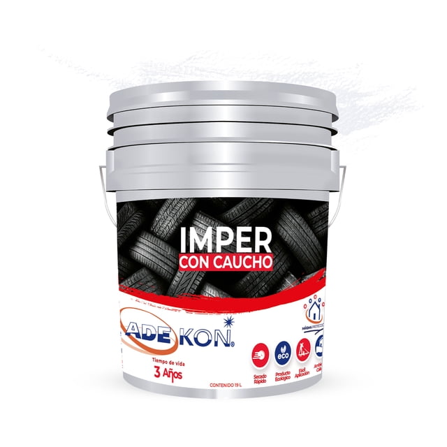 Impermeabilizante con Caucho 19L Color Blanco Adekon Duracion 3 años