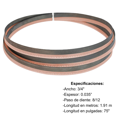 thumbnail image 1 of Sierra Cinta Bimetálica Maraga 3/4" x .035" x 75" (1.91 m) 8/12 TPI para Corte de Metal y Acero, 1 of 1