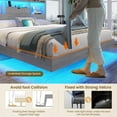 thumbnail image 4 of Full Size Floating Bed Frame with Charging Station&LED Lights, LED Full Metal Platform Bed with Storage Headboard, No Box Spring Need, Gray, 4 of 7