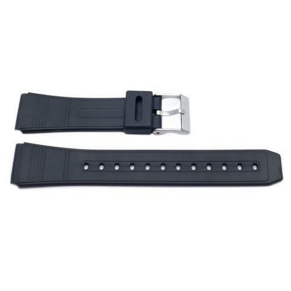 Casio Style Replacement Watch Band 20mm Black Resin with Stainless Steel Buckle