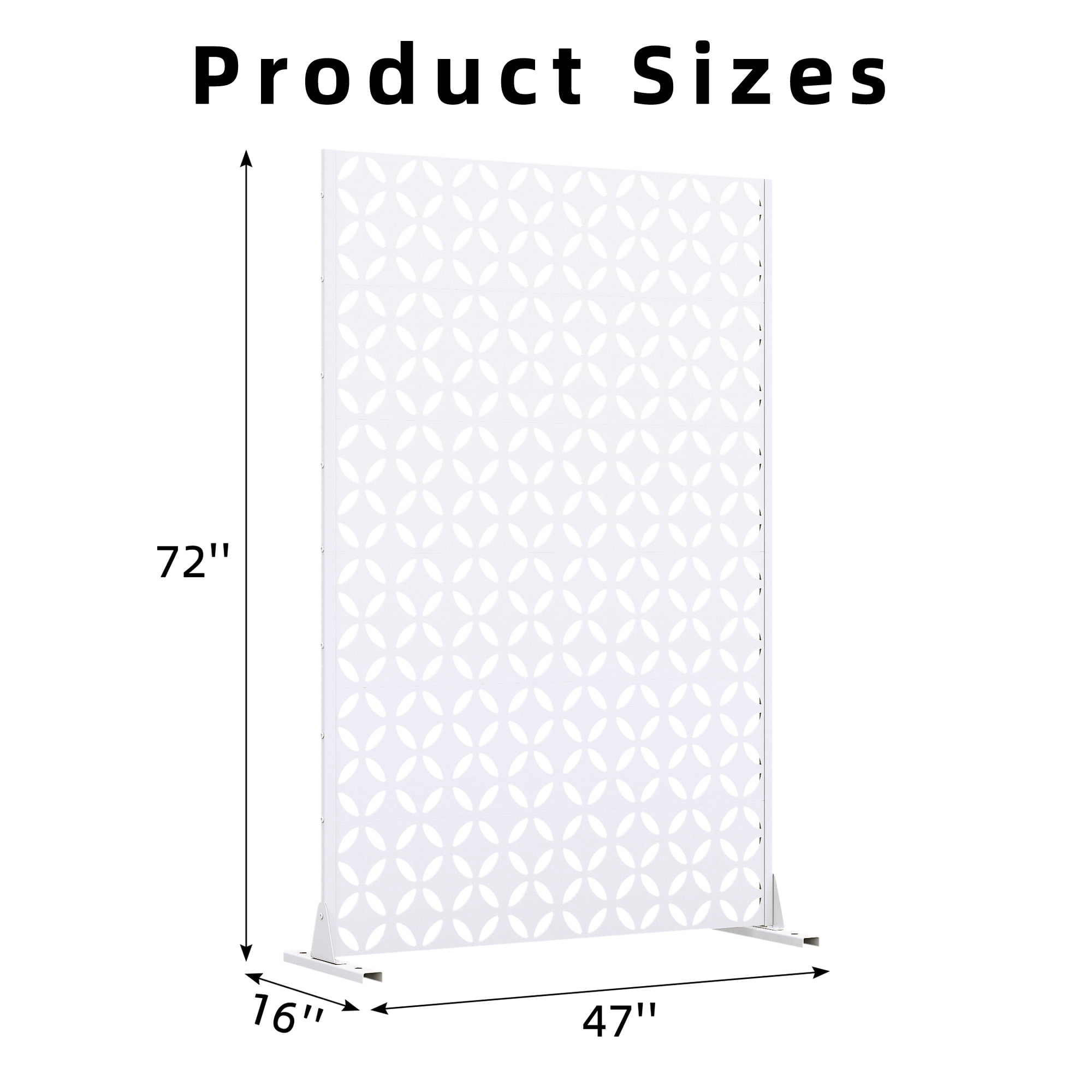 MAYEERTY 72*47" Outdoor White Metal Privacy Panel Screen for Patio, Coin Pattern