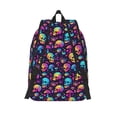 thumbnail image 2 of Lsque mushroom Skull star Pattern Canvas Daypack, Durable Backpack, High-quality Versatile Backpack,Vintage Compact Backpack-Medium, 2 of 6