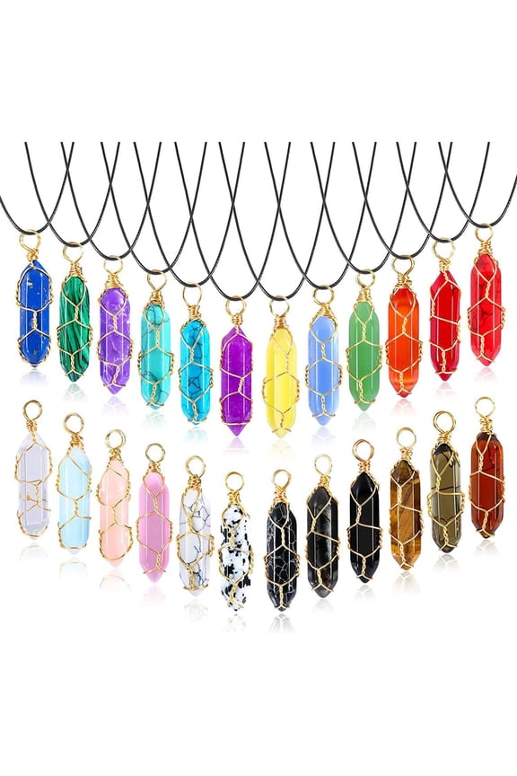 Hexagonal Crystal Pointed Quartz Pendants Healing Crystal Clear Necklace Charms