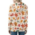 thumbnail image 2 of FKELYI Fall Maple Leaves Zipper Hoodie Elastic Autumn Ladies Zippered Sweatshirts Novelty Breathable Thanksgiving Activewear Hoodies Jacket Size L, 2 of 6