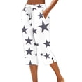 thumbnail image 3 of Women's Cotton Loose Straight Pants with Pockets, Mid Elastic Waist Drawstring, Side Slits Buttoned, Casual Business Beach Lounge Capri Pants | VerBelle,White M, 3 of 6